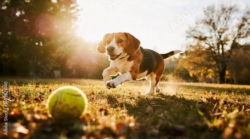 Beagles Playing in Sun