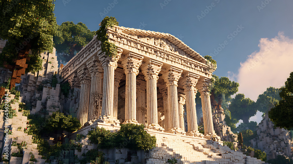 Fototapeta premium A Greek temple glowing under the midday sun (1)