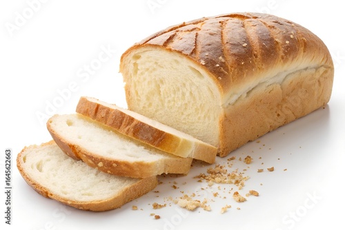 Sliced White Bread Loaf on White Background