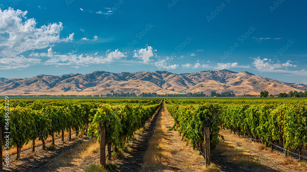 Fototapeta premium An expansive vineyard under a clear blue sky (1)