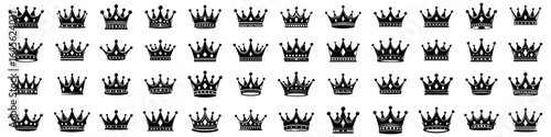 Set of crown icons, elegant and detailed icons AI generated