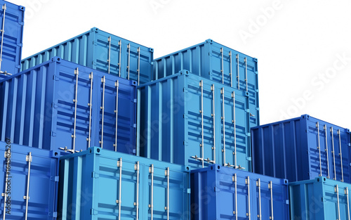 Stacked Blue Shipping Containers