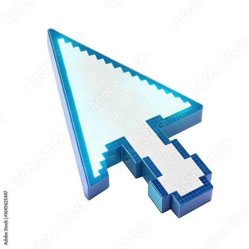 Pixelated computer mouse cursor arrow isolated on transparent background