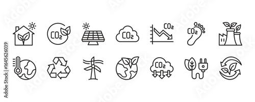 Net Zero Icon Set. Vector Graphic Illustration.