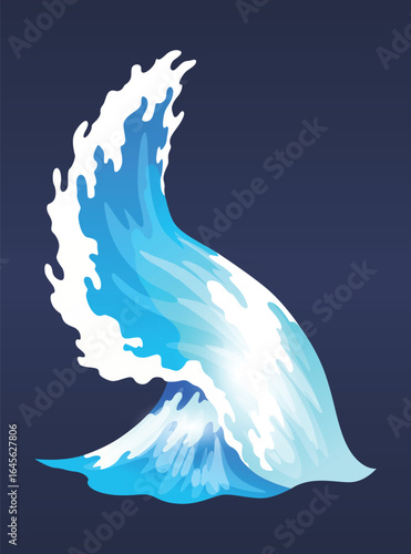 Sea ocean wave. Blue water ocean wave, marine surf wave, ripples tides sea storm, tsunami, tidal shape, splash water motion with spray isolated vector cartoon illustration
