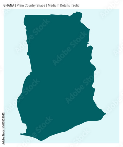 Ghana plain country map. Medium Details. Solid style. Shape of Ghana. Vector illustration.