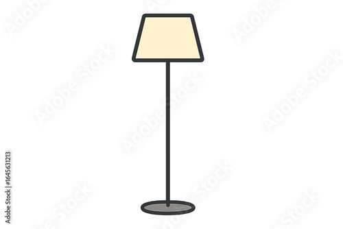 Modern floor lamp vector icon. Minimalistic furniture for interior design. Home decoration element. Simple elegant lighting fixture. Flat cartoon style illustration isolated.