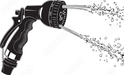 Water spray nozzle isolated on white background is used for gardening and car washing