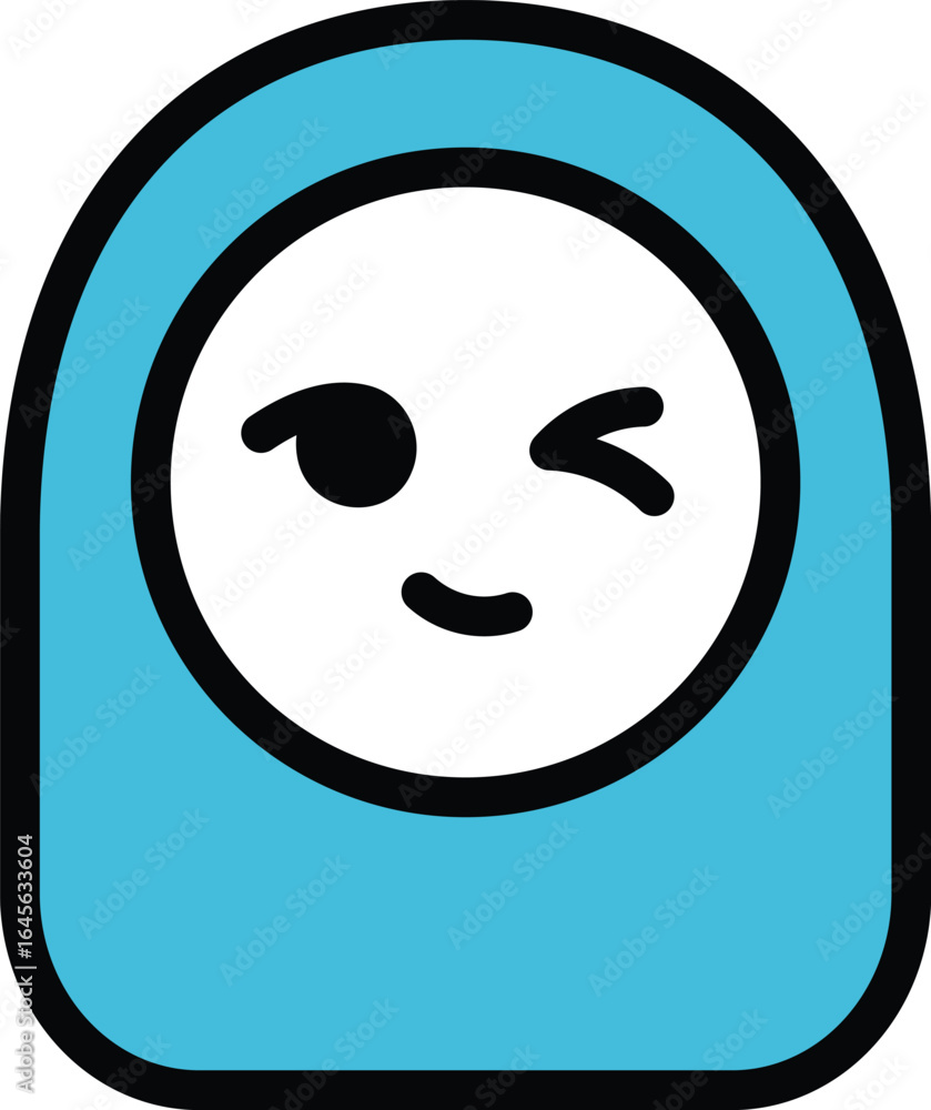 Fototapeta premium a smiling face of a blue character winking