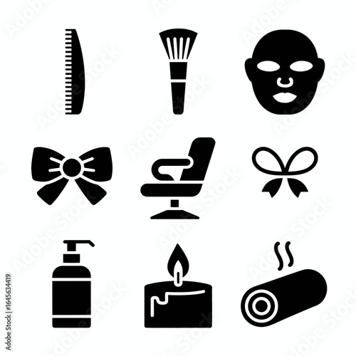 Beauty and spa icons silhouette collection isolated on white background