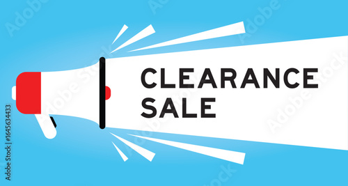 Color megaphone icon with word clearance sale in white banner on blue background