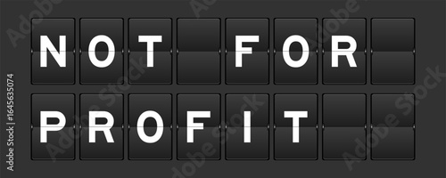 Black color analog flip board with word not for profit on gray background
