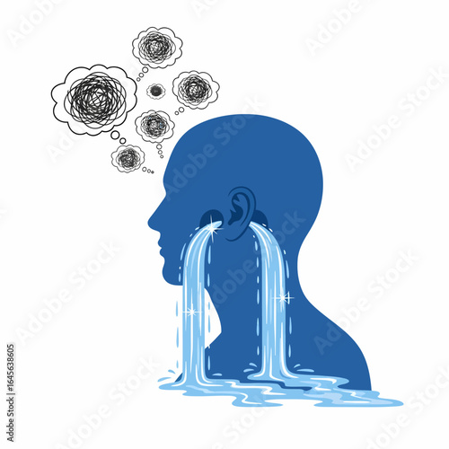 Conceptual vector illustration of overwhelming emotions and stress