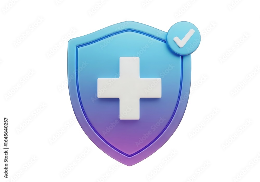 Obraz premium 3d medical shield with check mark isolated on white background
