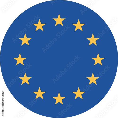 European Union flag circle with yellow stars on blue background EU flag