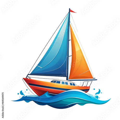 Playful Cartoon Sailboat with a Fun and Colorful Design: A lively and energetic illustration for sailing, exploration, and creative projects