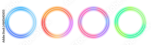 Set of round gradient, pink, purple color round wavy speed and motion lines on white transparent background. Neon futuristic light blue gradient sign frame on white background PNG. 