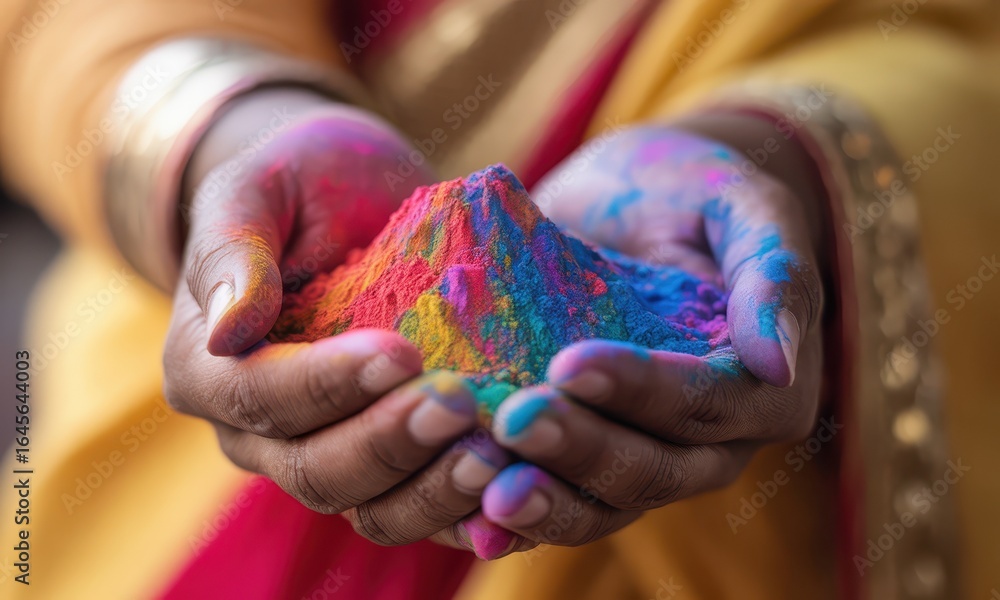 Obraz premium Colorful powder held in hands