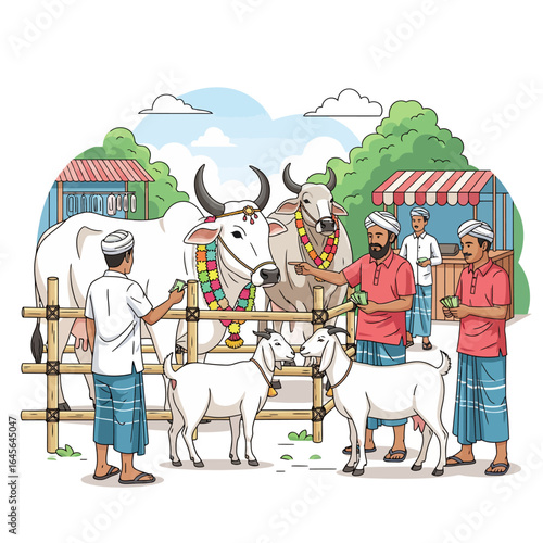 Colorful Eid Cow Market in Bangladesh
