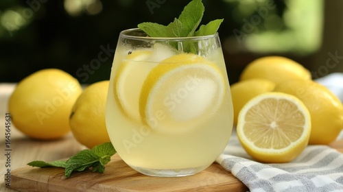 Wallpaper Mural Refreshing lemon drink with ice and mint Torontodigital.ca