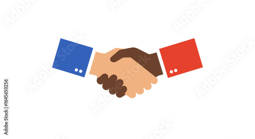 Colorful handshake symbolizing partnership and unity