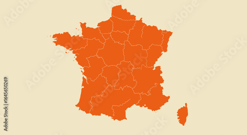 Detailed map of france with regions highlighted in orange