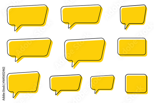 Yellow speech bubbles isolated vector set. Chat bubble in yellow, Speech bubble sign and symbol, speech, text, talk, box, frame. Quote box icon. Vector illustration.