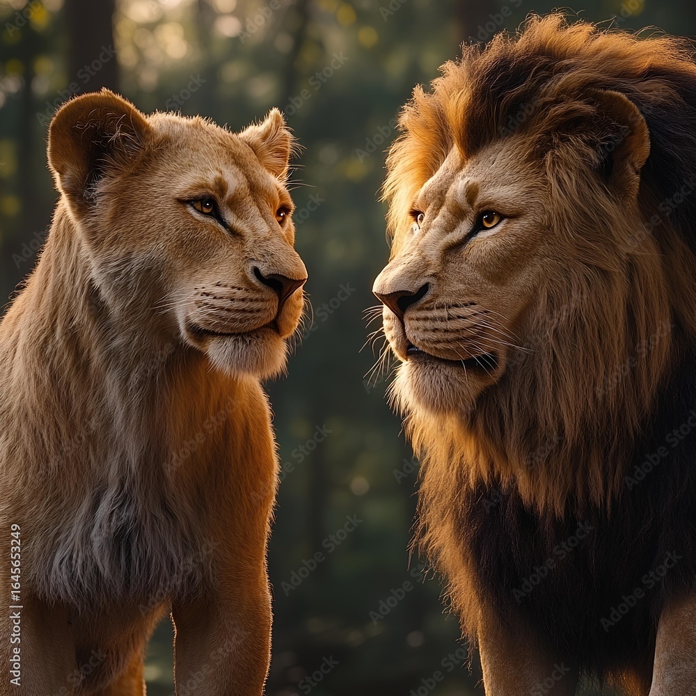 Naklejka premiuma couple of lions