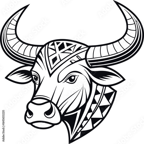 a striking, heavy black silhouette of a bison head, presented as an isolated object on a transparent background.