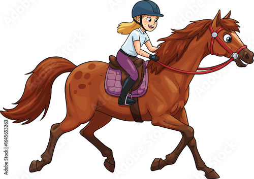 Young girl horseback riding outdoors, equestrian sport, horse and rider, pony training, riding helmet, countryside adventure, active lifestyle
