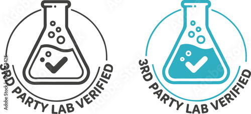 3rd Party Lab Verified badge with Erlenmeyer flask in black and blue