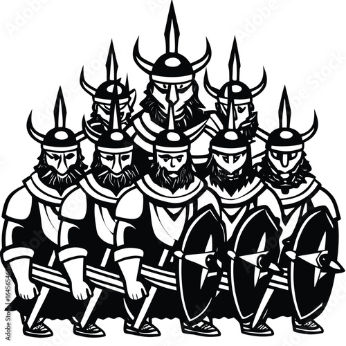 A Fearsome Group of Ancient Warrior Soldiers Prepared for Battle
