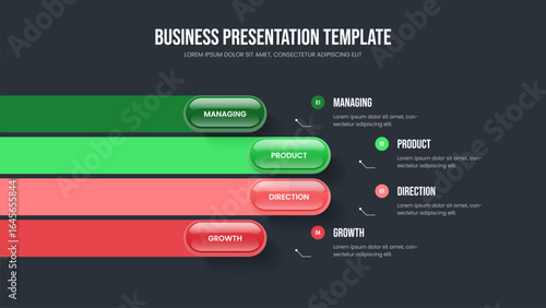 Creative Visualization Frame Template Vector Illustration. Financial Forecast Four Element Diagram Presentation Design. Project Report 4 Step Infographic Slide Layout.
