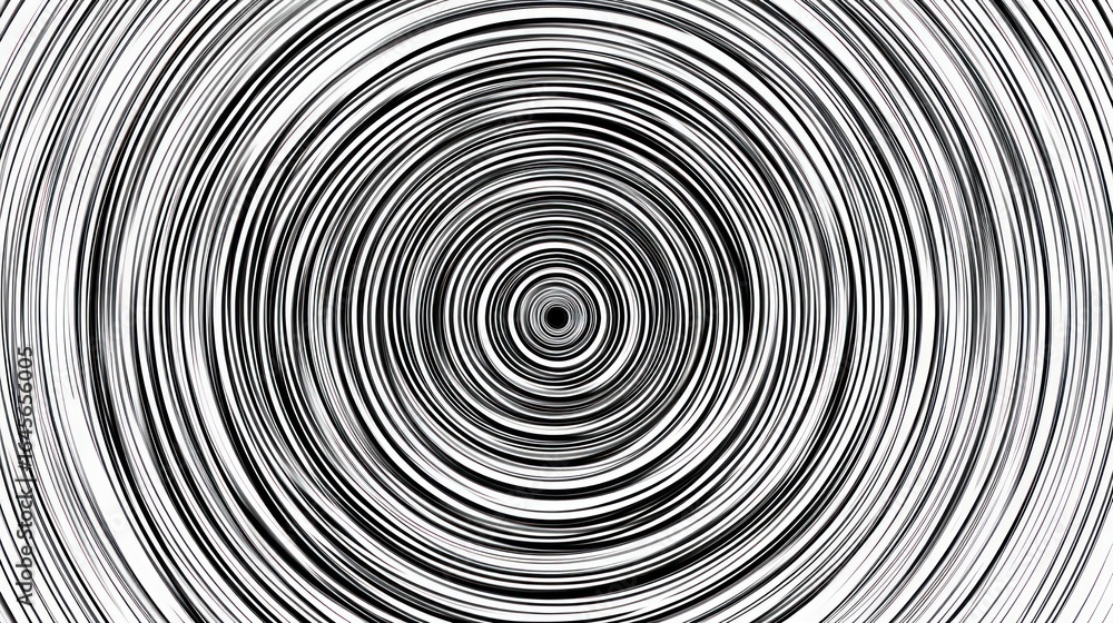 Fototapeta premium Hypnotic Circular Lines Forming an Abstract Tunnel Black and White Texture