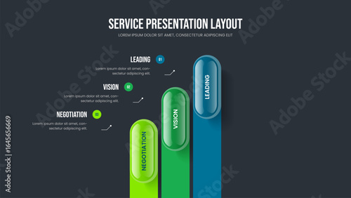 Investor Insight 3 Step Diagram Slideshow Template. Corporate Campaign Three Option Infographic Presentation Design. Enterprise Solution Frame Layout Vector Illustration.