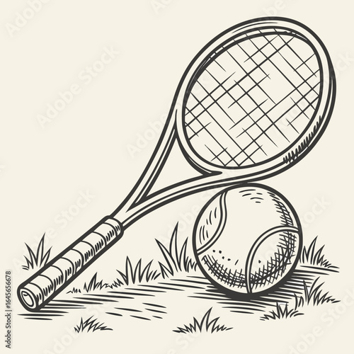 tennis racket and ball vector