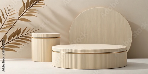 Beige Cylindrical Podium wi...