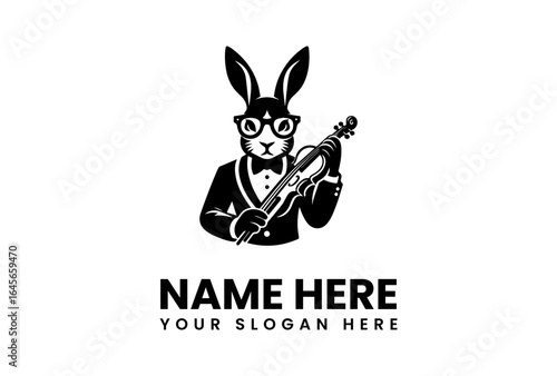 Sophisticated Rabbit Musician Playing Violin in Tuxedo.
