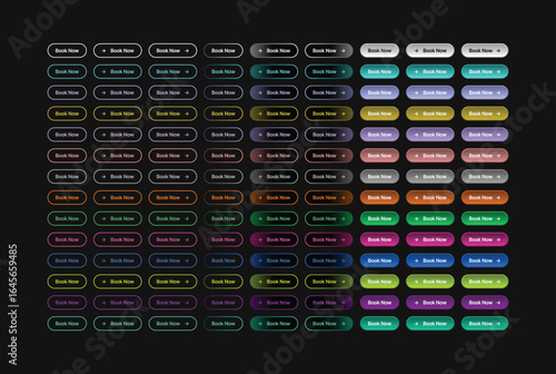 Book now button ui design collection for websites and apps call to action buttons