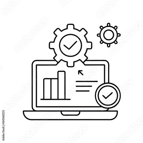 System Optimization & Data Analytics on Laptop Icon
