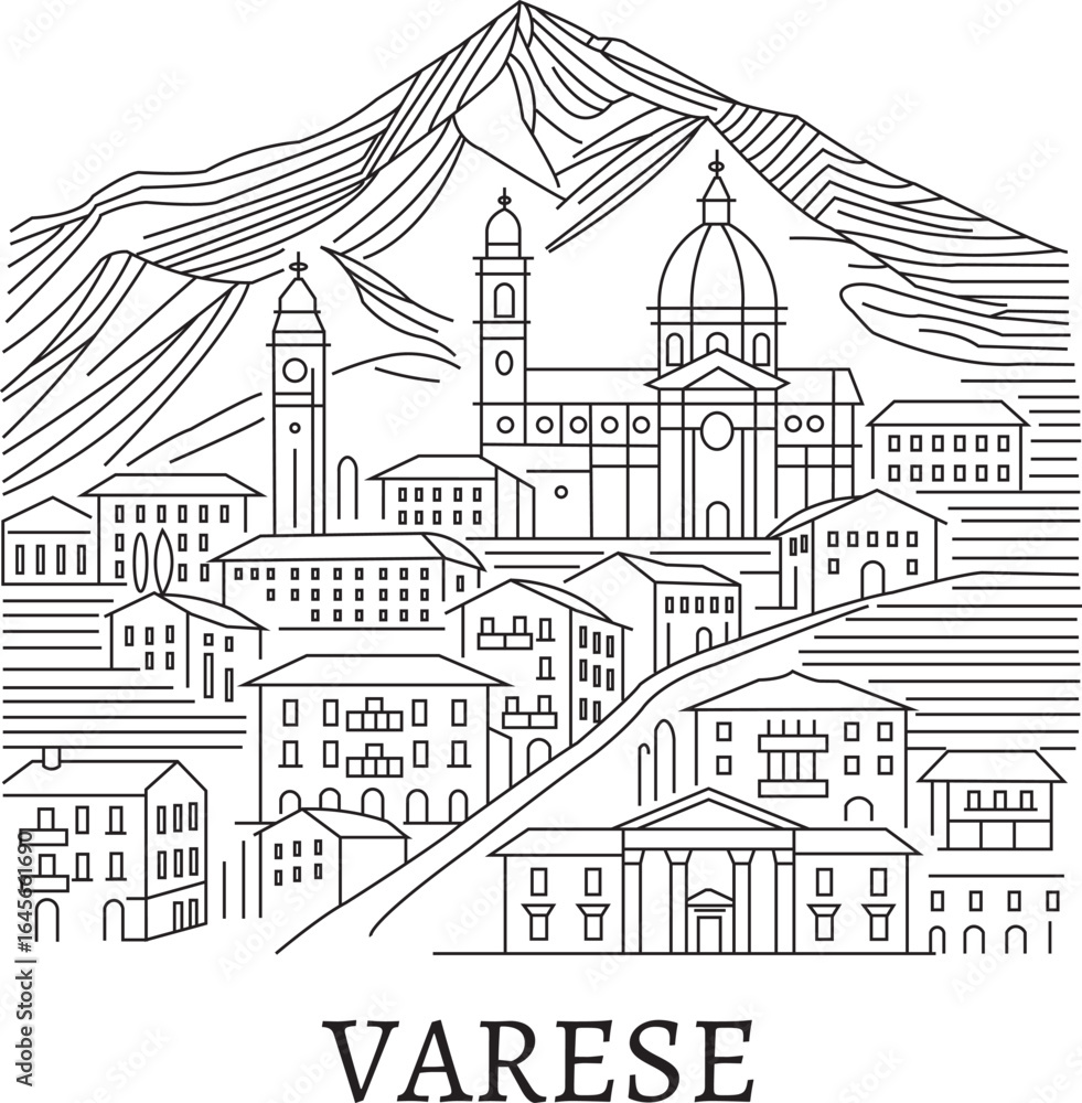 Naklejka premium Varese City Line Draw Simple Minimalist