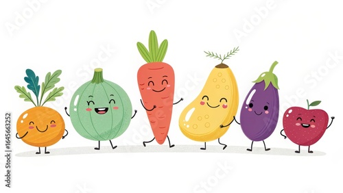 Happy Veggie Friends A Cute...