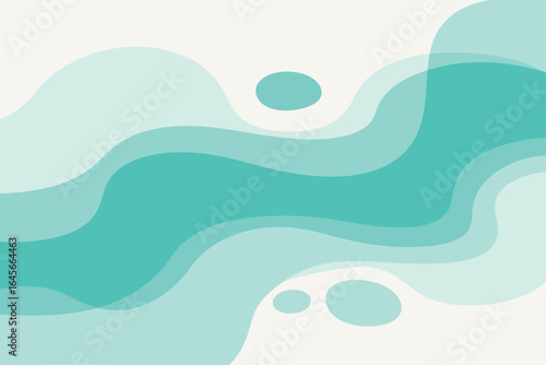Abstract fluid wave pattern in turquoise and light blue tones on a white background, creating a smooth and modern minimalist design.
