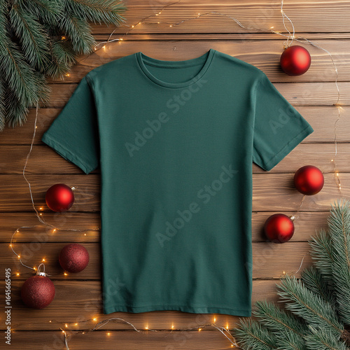 Green T-Shirt Christmas Mockup
