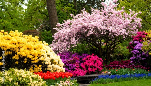 Wallpaper Mural Vibrant spring garden bursting with colorful flowers and lush greenery Torontodigital.ca