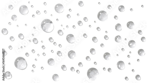 Transparent Water Droplets Isolated on Clear Background