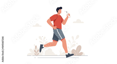 Stay hydrated and healthy on the run, active lifestyle promotes wellness and athletic performance training