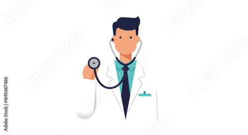 Professional doctor with stethoscope ready to listen and diagnose patient health conditions