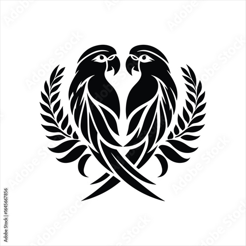 parrot  vector silhouette outline logo design illustration