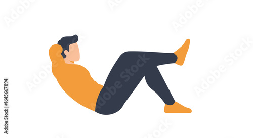 Relaxing person resting with hands behind head, casual posture, calm, serene moment
